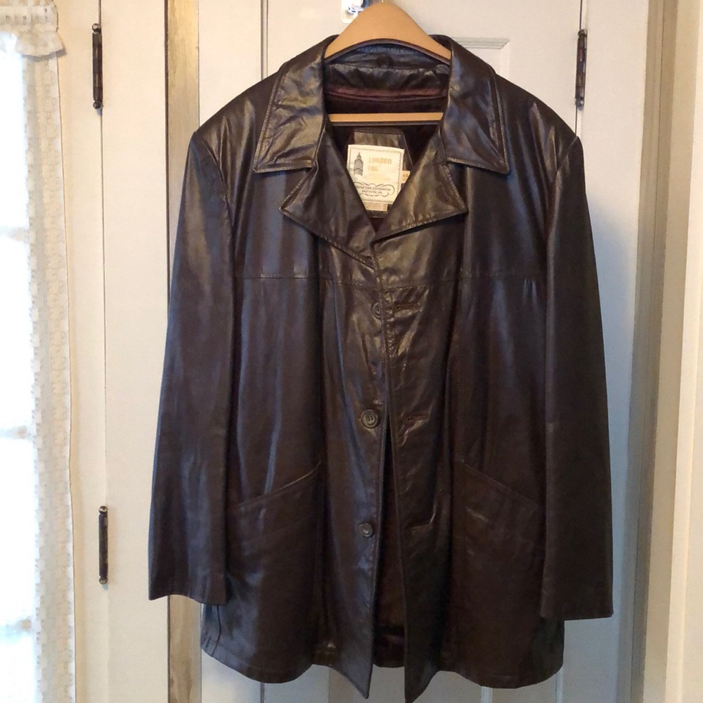 London Fog Leather Suit Jacket, Size 44 REG